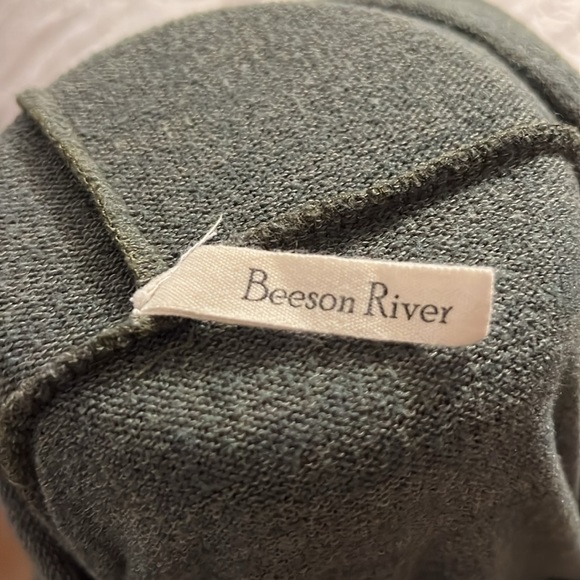 Pullover Hoodie Sweater By Beeson River/Brown Cream & Army Green Stripes size - Picture 9 of 11